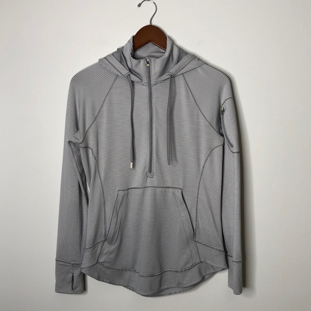 Athleta Heavenly Heights Striped Half Zip Hoodie S